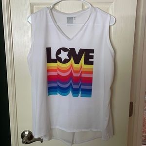 Lucky in Love tie back mesh tennis top.